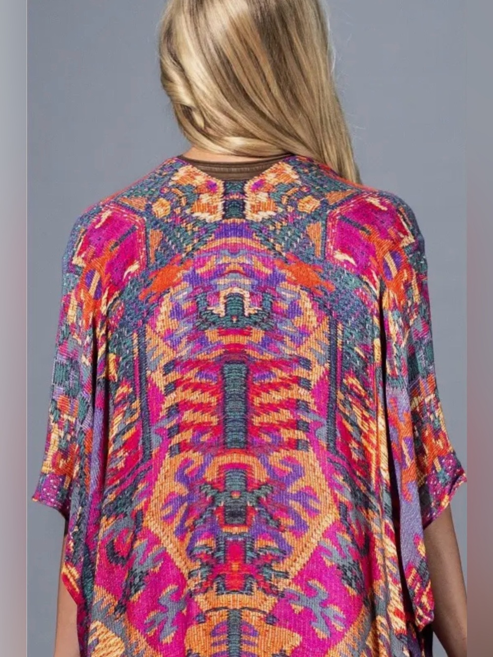Valencia Boho Kimono Duster | Pink Purple | Flowy| Jewel Tones | OS - Picture 7 of 7